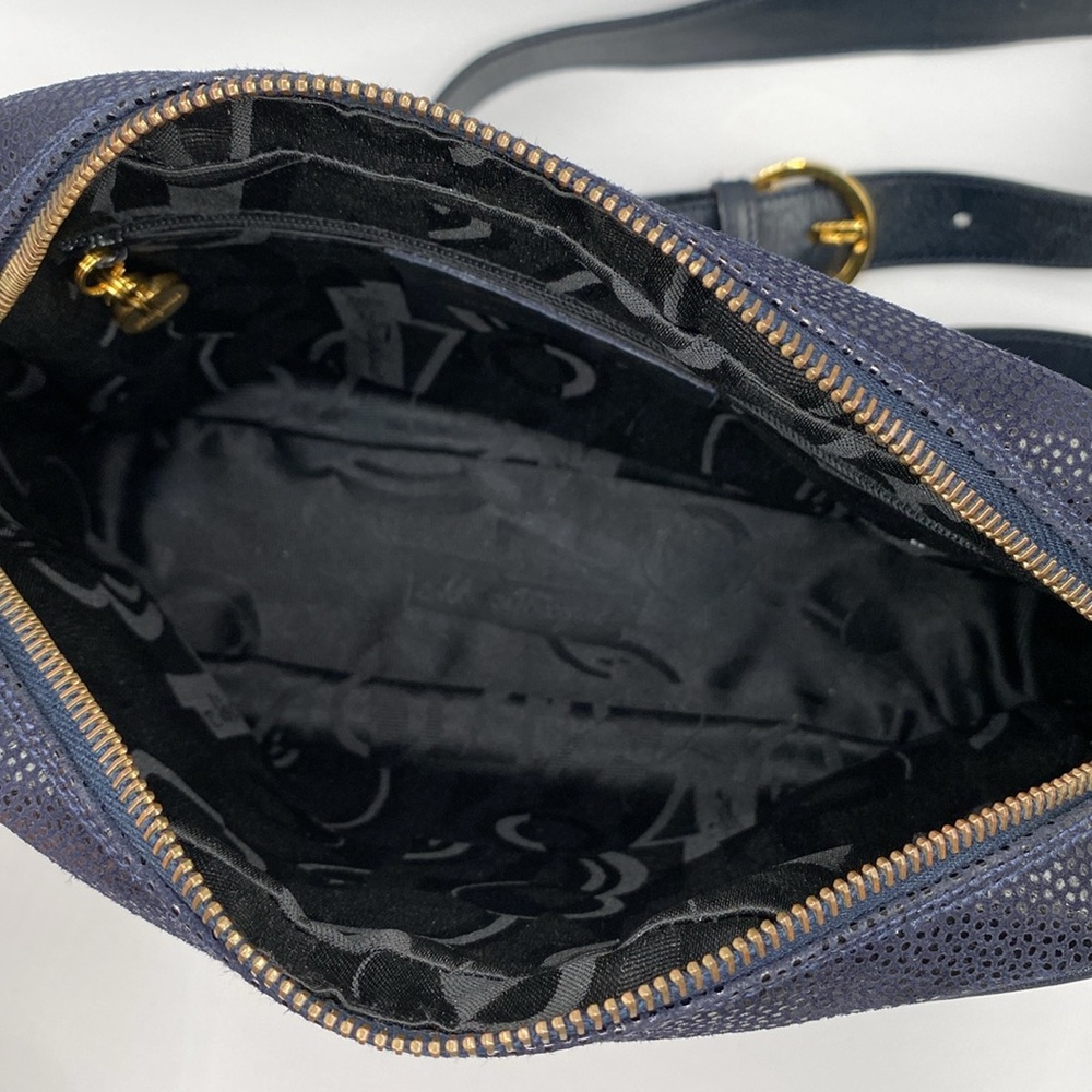 Salvatore Ferragamo Speckled Suede Navy Blue Crossbody Camera Bag Rare Find! EUC - Picture 11 of 11